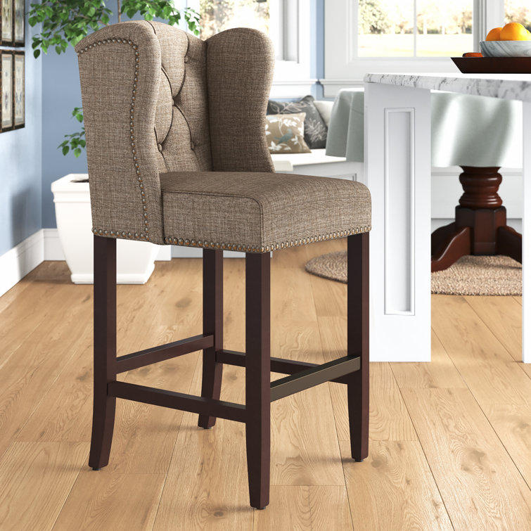 Lark Manor Button Tufted Nailhead Counter Stool & Reviews Wayfair